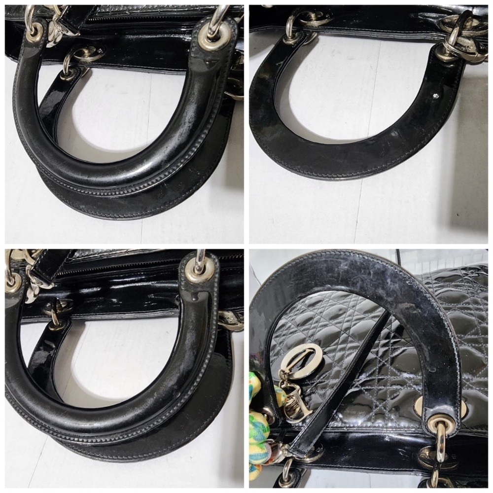 Authentic CHRISTIAN DIOR Patent Cannage Large Lady Dior Satchel Bag Black - Picture 11 of 11